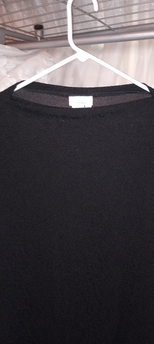 Coldwater Creek Tunic Black Acetate Blouse Top