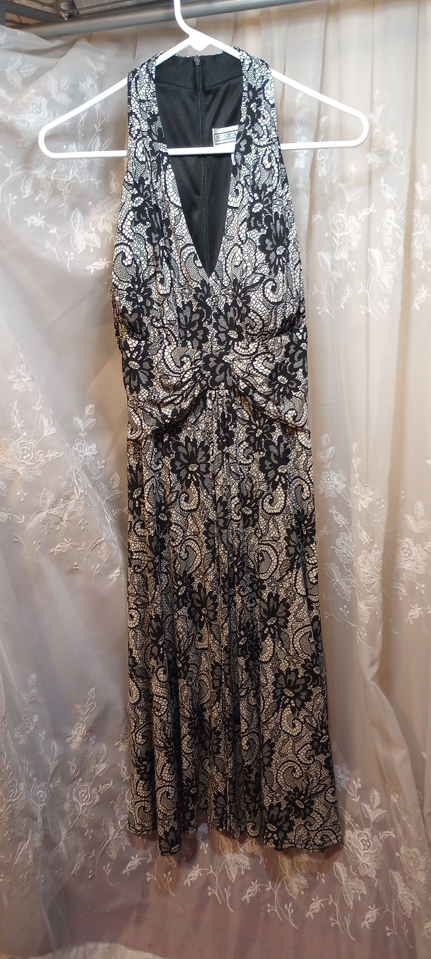 Jessica Howard Maxi Dress, Black and White Floral