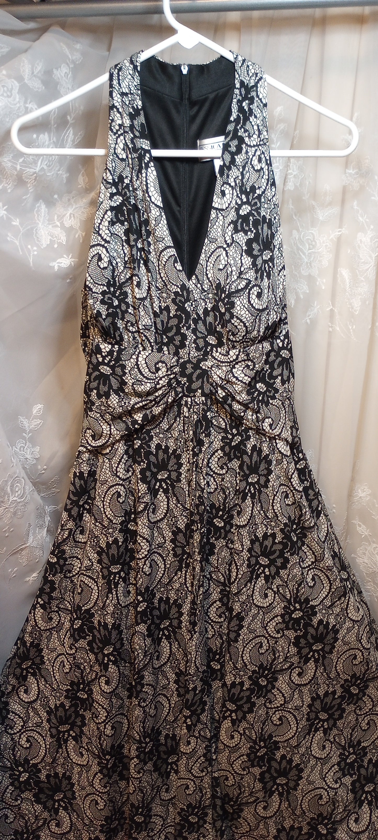 Jessica Howard Maxi Dress, Black and White Floral