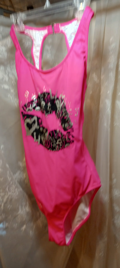 Venus Pink One Piece Bathing Suit, Kiss Lips Sexy