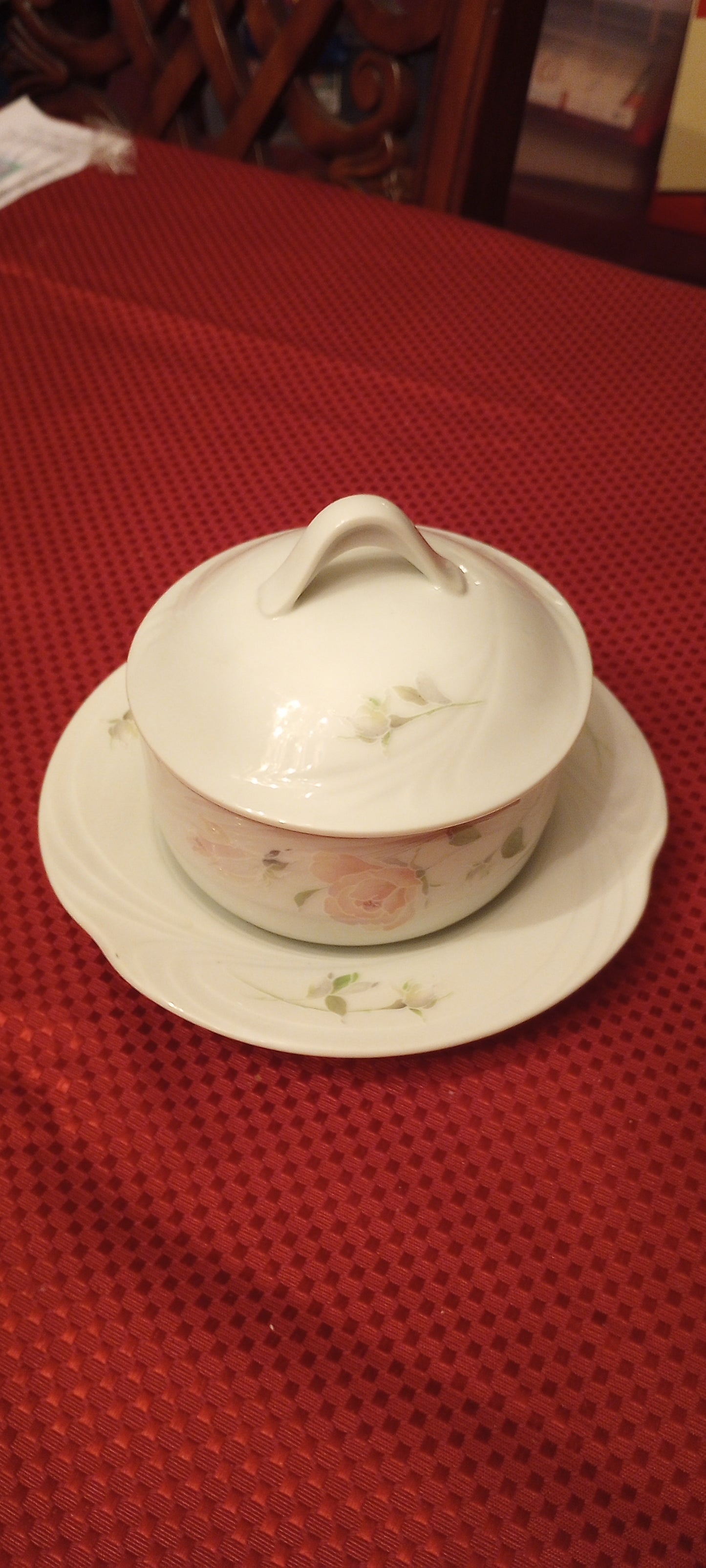 Sculptured Rose 1051 China, Vintage Retired Santo China, Casserole Dish, Butter, Gravy Dish