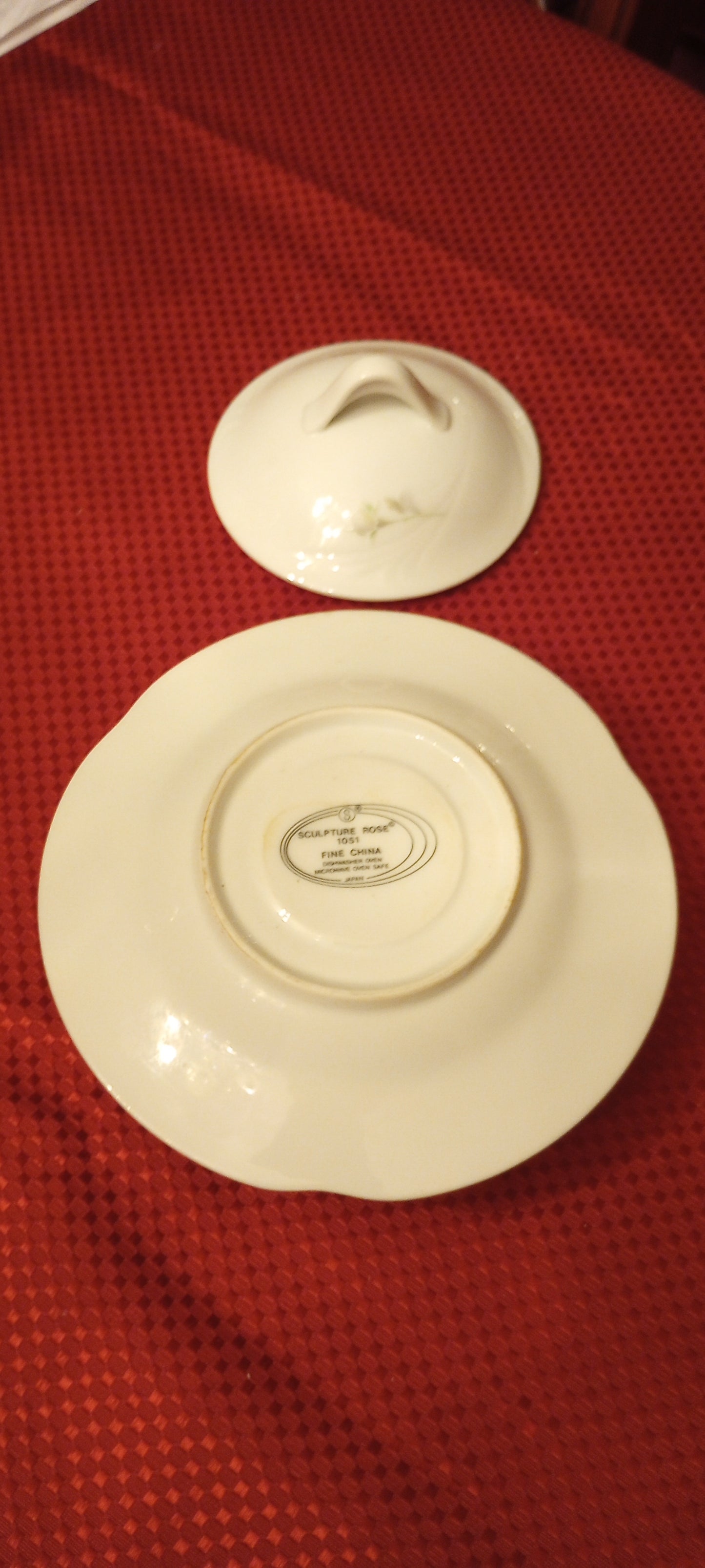 Sculptured Rose 1051 China, Vintage Retired Santo China, Casserole Dish, Butter, Gravy Dish