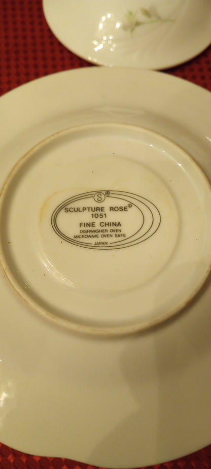 Sculptured Rose 1051 China, Vintage Retired Santo China, Casserole Dish, Butter, Gravy Dish