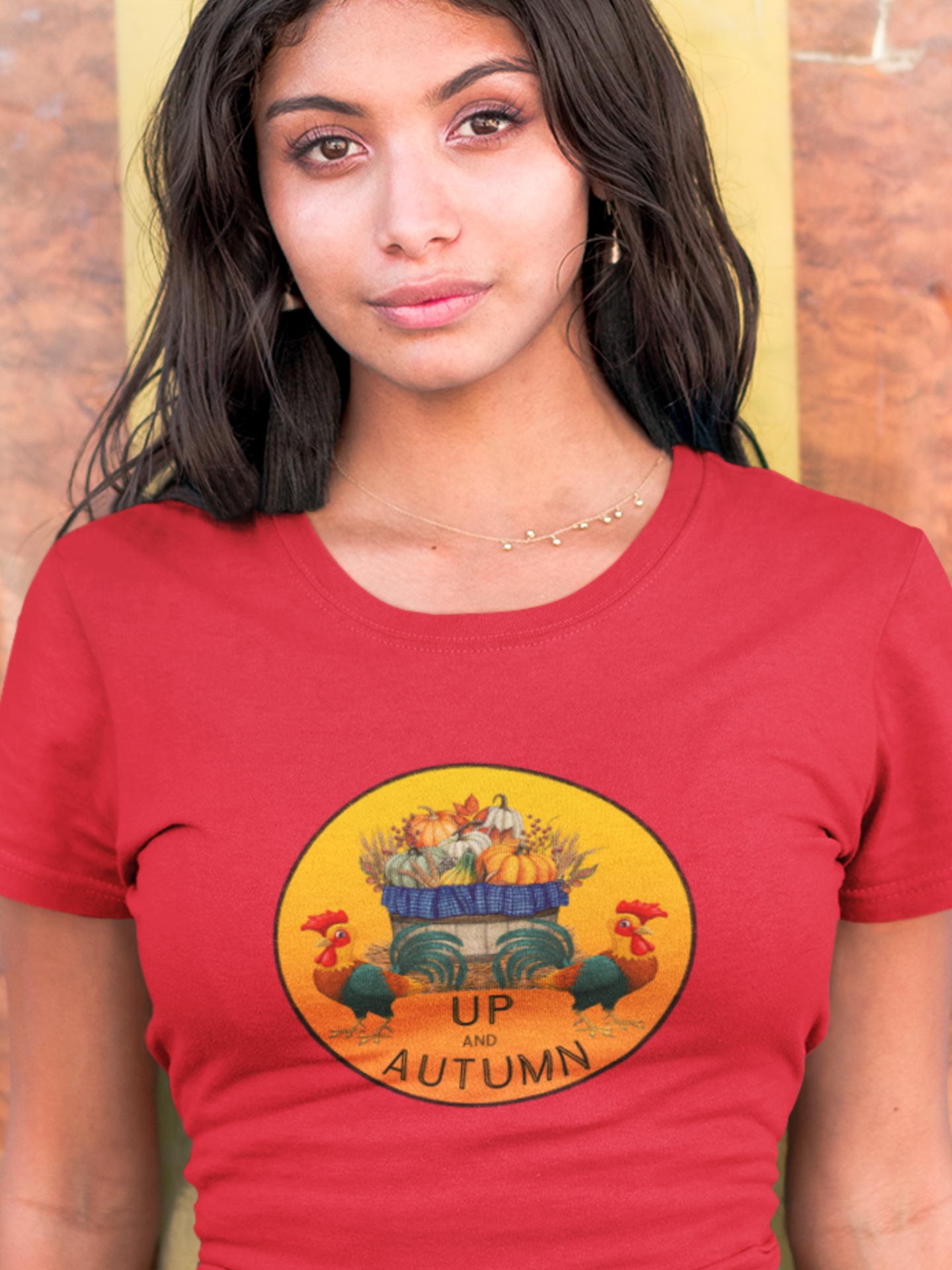 Puns, Up and Autumn, Nature, Seasons, Animals, Chicken, Rooster- Adult, Regular Fit, Soft Cotton, T-shirt