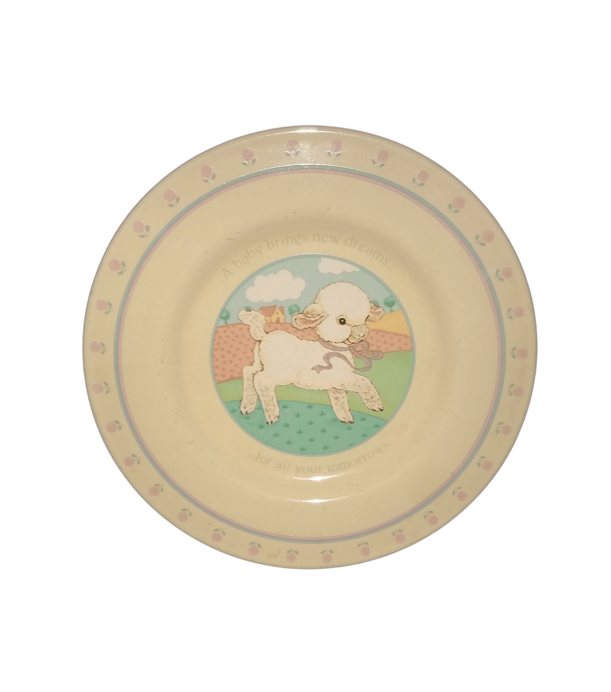 Vintage Hallmark Newborn Baby Plate With Sheep, Brings New Dreams. Made in Japan In 1984. 