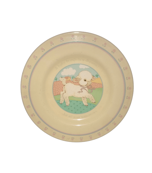 Vintage Hallmark Newborn Baby Plate With Sheep, Brings New Dreams. Made in Japan In 1984. 