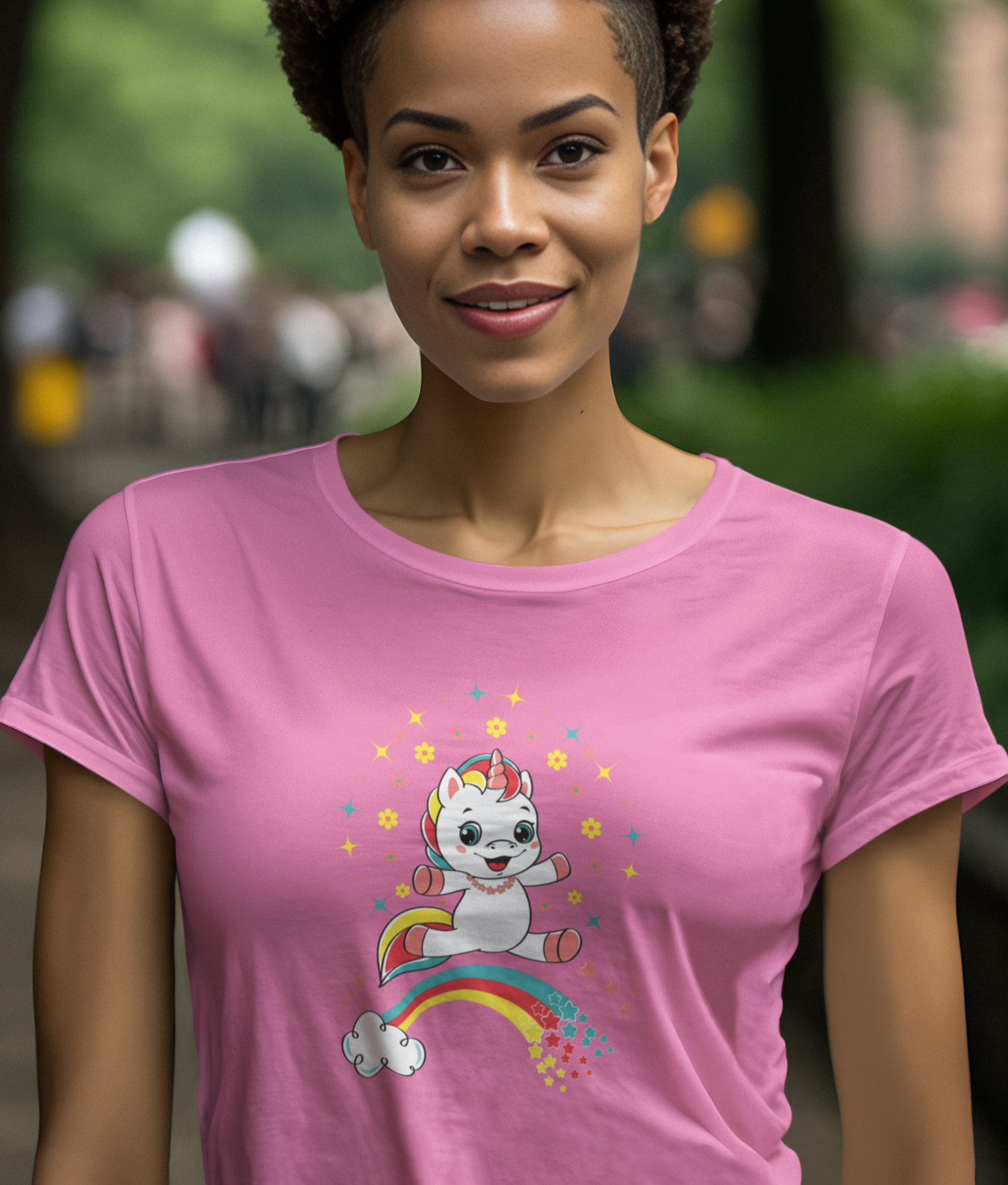 Fantasy, Unicorn, Positive, Things, Rainbow- Adult, Semi-fitted T-shirt