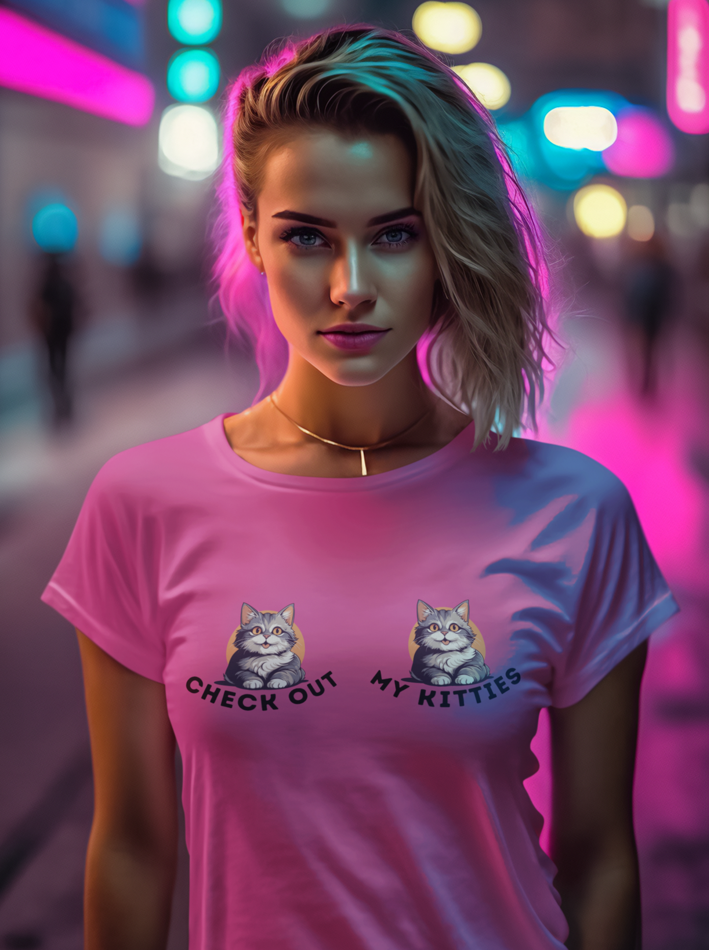 Kitty Cat T-Shirt / Check Out My Kitties Semi-Fitted Shirt / Unisex Jersey Short Sleeve Tee / Humorous Pet Clothes