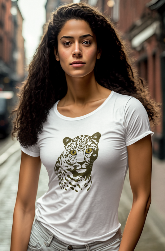 Animals, Big Cats, Leopard, Cheetah, Nature- Adult, Semi-fitted T-shirt