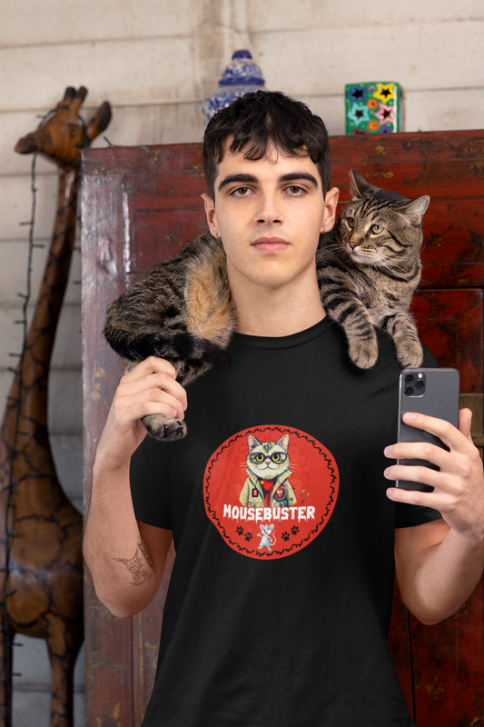 Animals, Cats, Mouse, Funny, Holiday, Halloween - Adult, Regular Fit, Soft Cotton, T-shirt