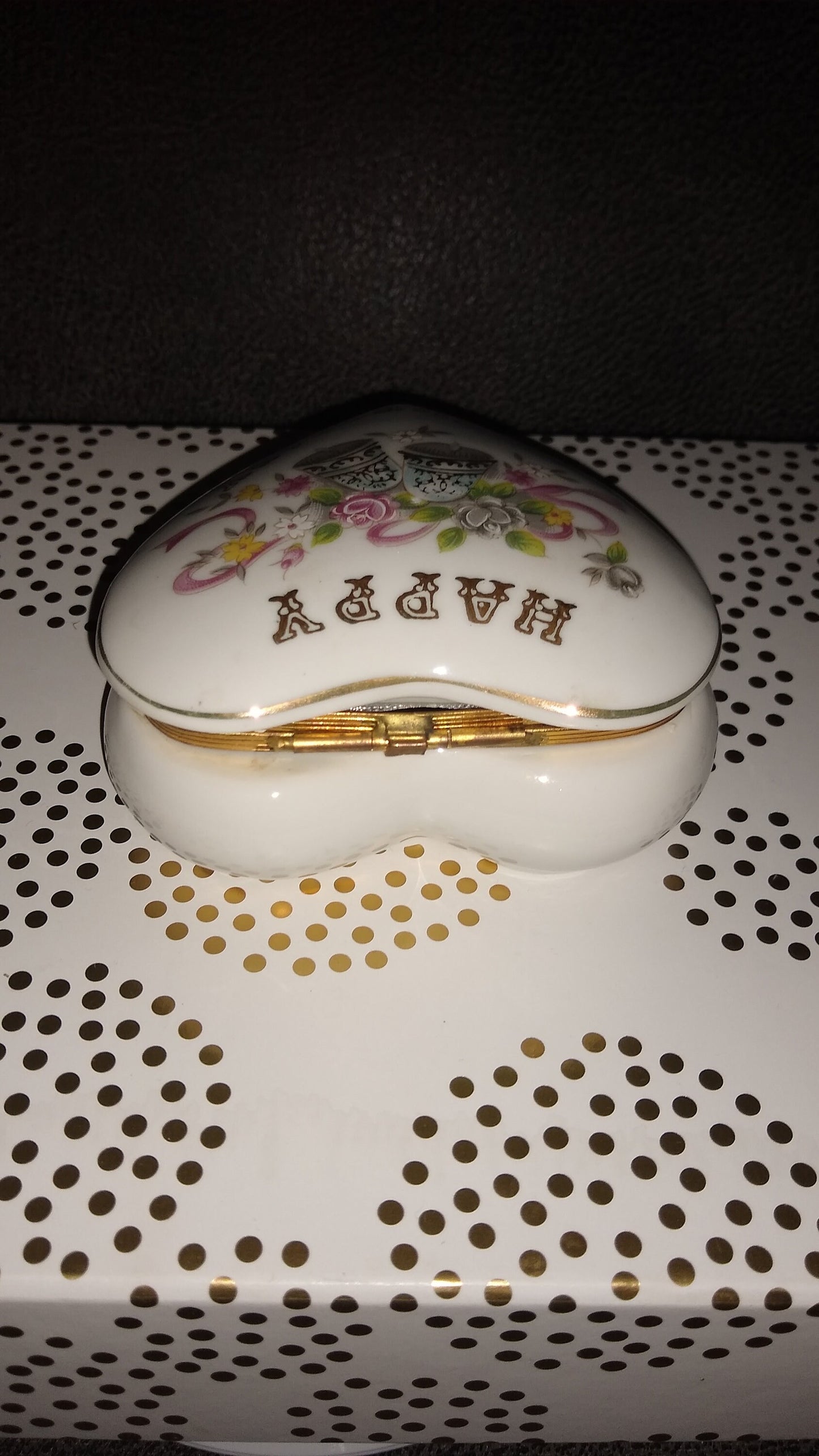 Happy Anniversary Vintage Heart Jewelry, Trinket Box