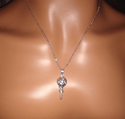 Sucker necklace / Tootsie Pop necklace / lollipop necklace / Candy charm / Silver necklace / Tootsie Roll Pop pendant / lollipop jewelry