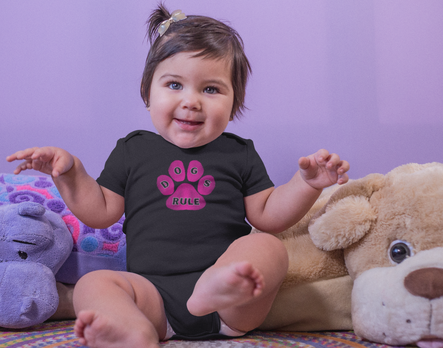 Art, Colorful, Dog Paw, Dogs Rule- Baby, Infant, Toddler, Soft Cotton, Onesie