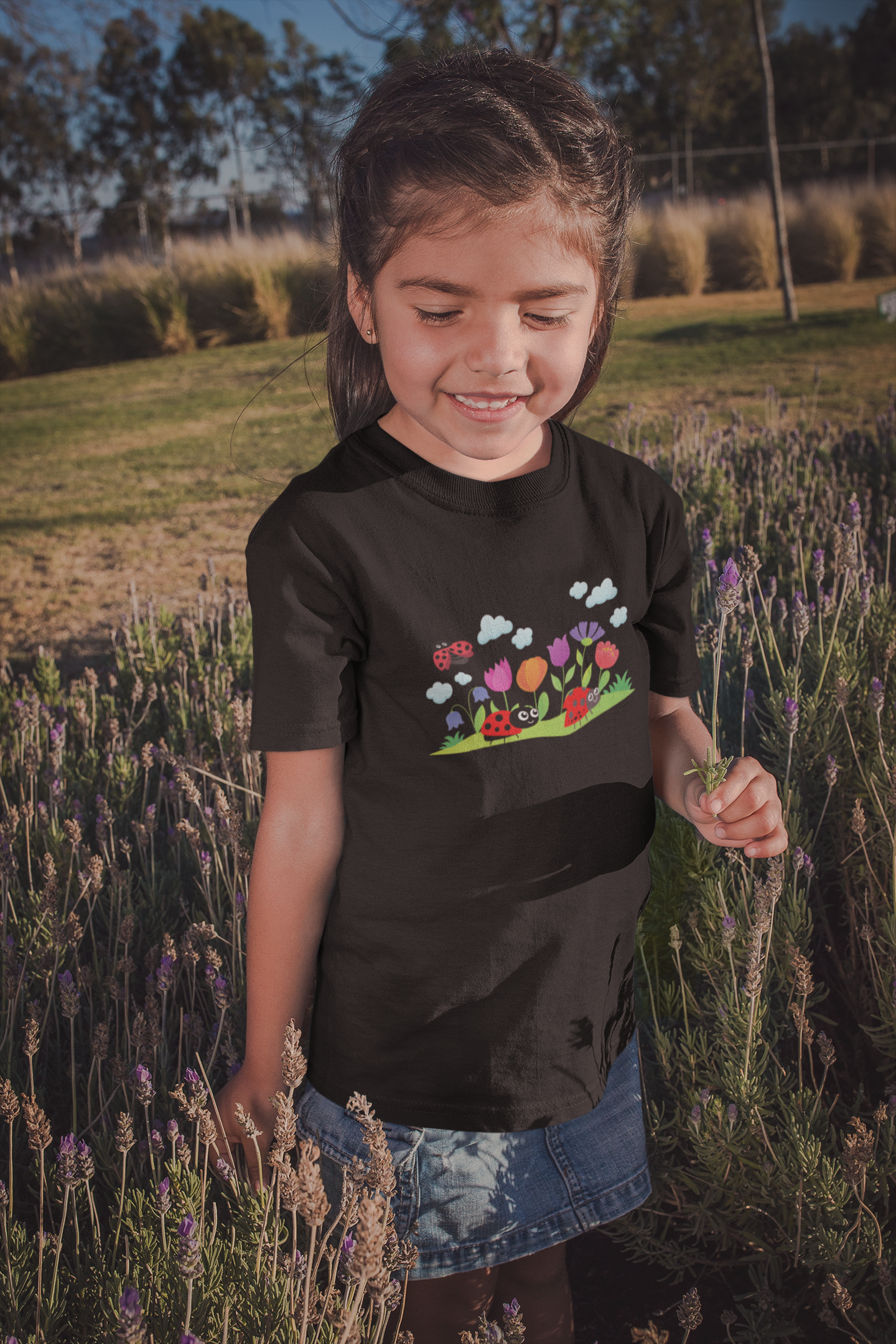 Nature, Flowers, Plants, No Words, Bugs, Ladybugs- Kids, Child, Heavy Cotton, T-shirt