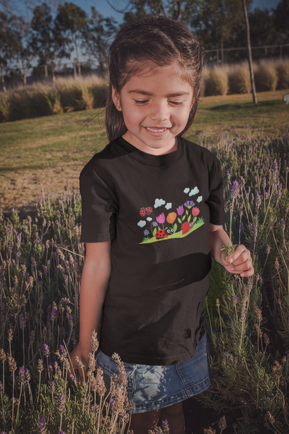 Nature, Flowers, Plants, No Words, Bugs, Ladybugs- Kids, Child, Heavy Cotton, T-shirt