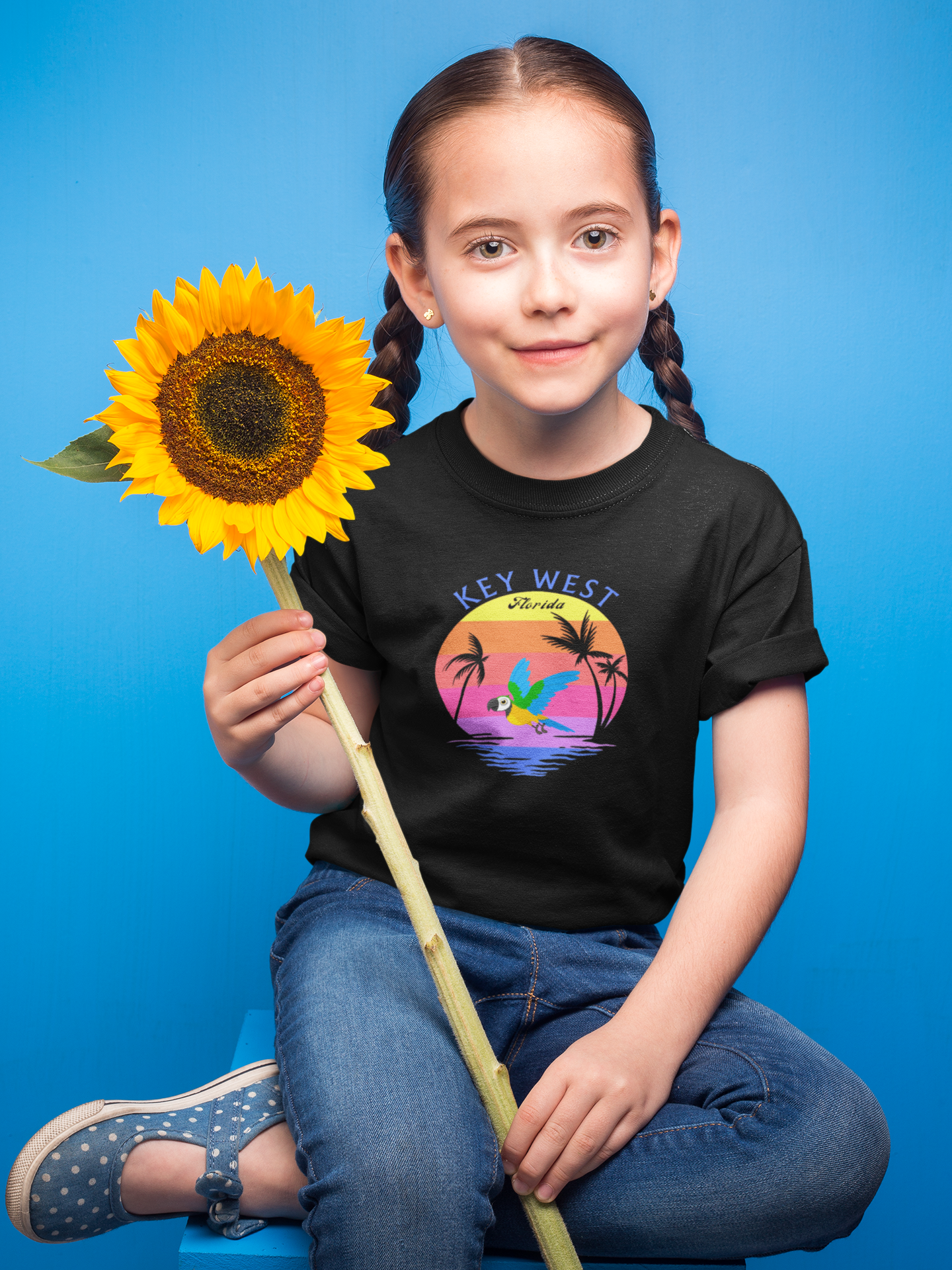 Places, States, Beach, Key West, Florida, United States of America, Animals, Birds- Kids, Heavy Cotton, T-shirt