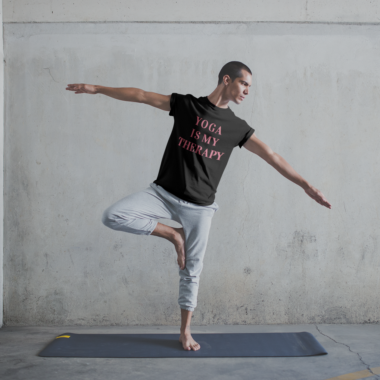 Yoga Is My Therapy- Adult, Regular Fit, Soft Cotton, Full Size Image, T-shirt