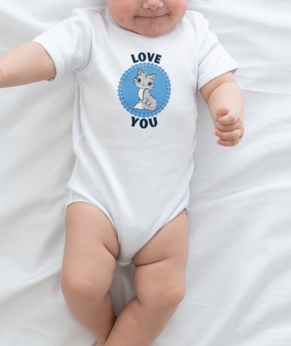 Cat, Love You, Animals- Baby, Soft Cotton, Onesie