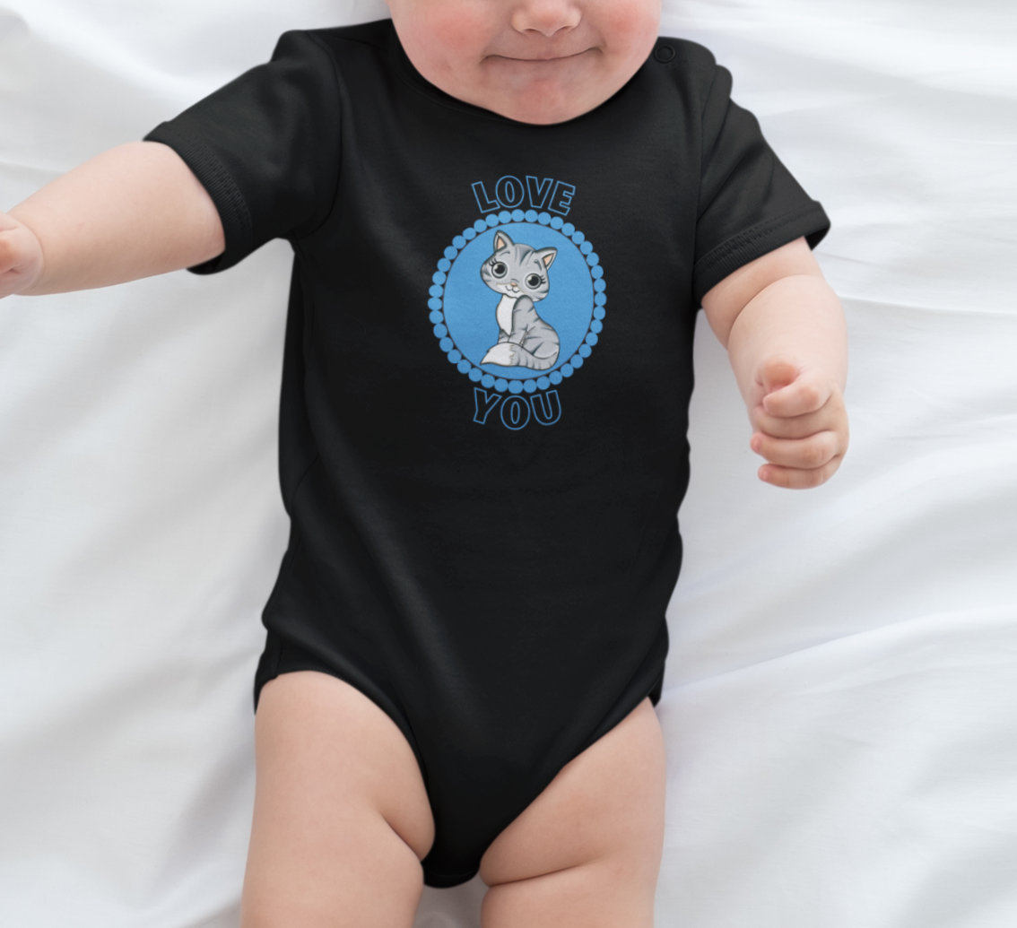 Cat, Love You, Animals- Baby, Soft Cotton, Onesie