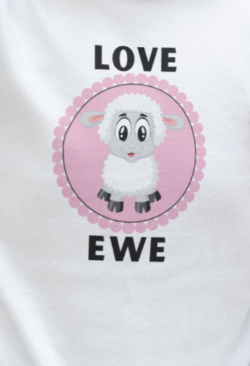 Sheep, Love Ewe, Animals- Adult, Semi-fitted, T-shirt