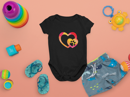 Art, Colorful, Love, Dog Paw- Baby, Infant, Toddler, Soft Cotton, Onesie