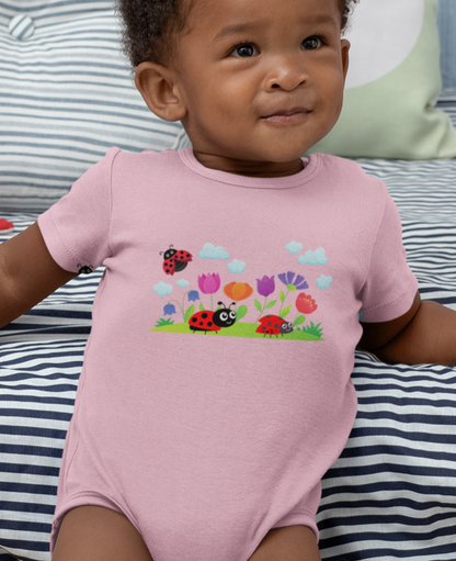 Nature, Plants, Flowers, No Words, Bug, Ladybugs- Baby, Infant, Toddler, Soft Cotton, Onesie