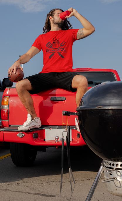 Hobby, Interest, Grilling, Don't Spill Just Grill, Family, Dad, Mom- Adult, Regular Fit, Soft Cotton, T-shirt