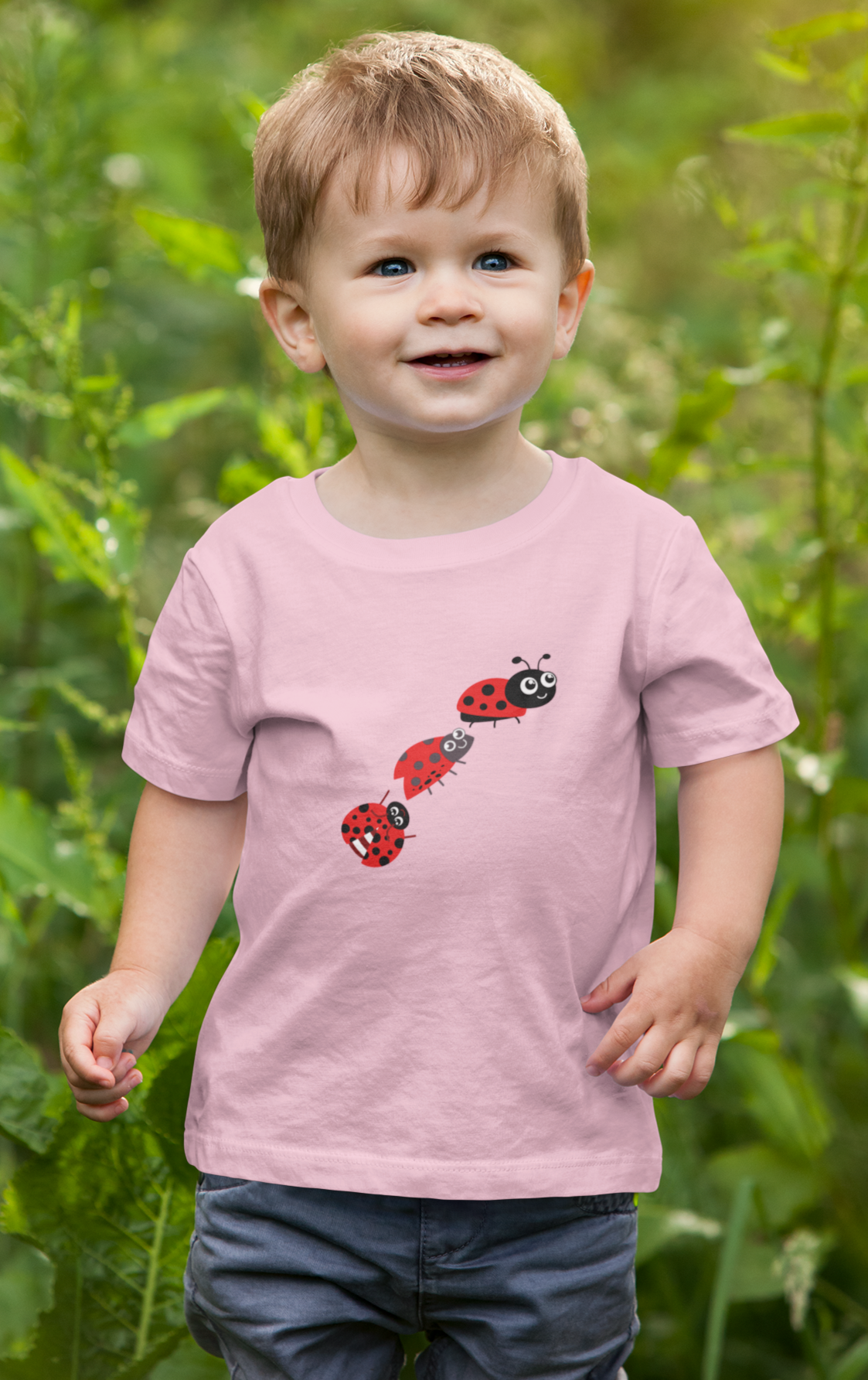 Ladybug Crossing Bugs, Flowers, Plants- Baby, Infant, Toddler, Soft Cotton, T-shirt
