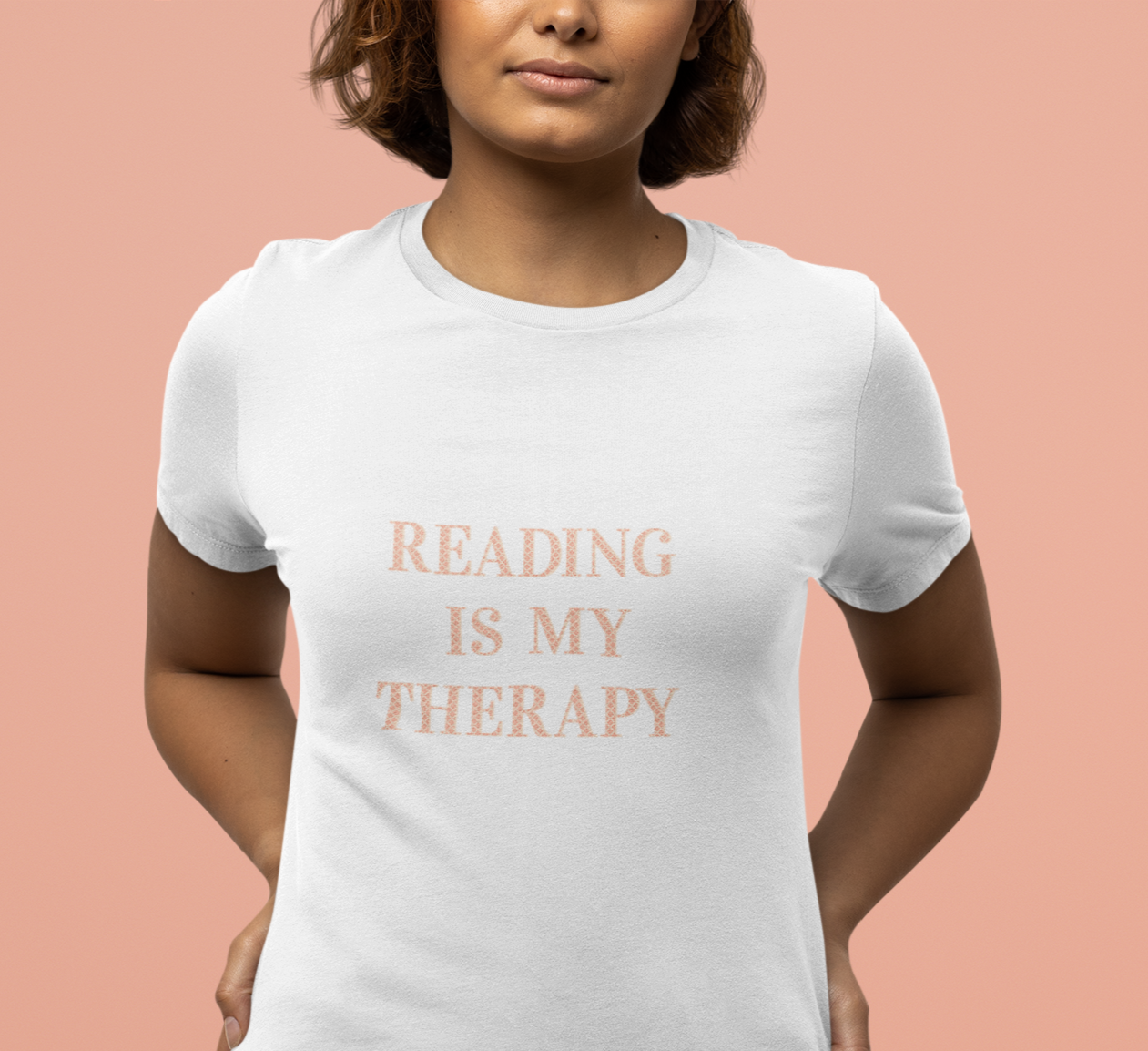 Hobby, Reading Is My Therapy, Words, Books- Adult, Regular Fit, Soft Cotton, Smaller Size Image T-Shirt