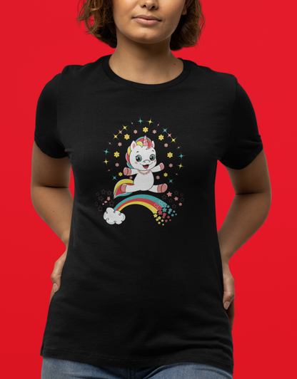 Fantasy, Unicorn, Positive, Things, Rainbow- Adult, Semi-fitted T-shirt