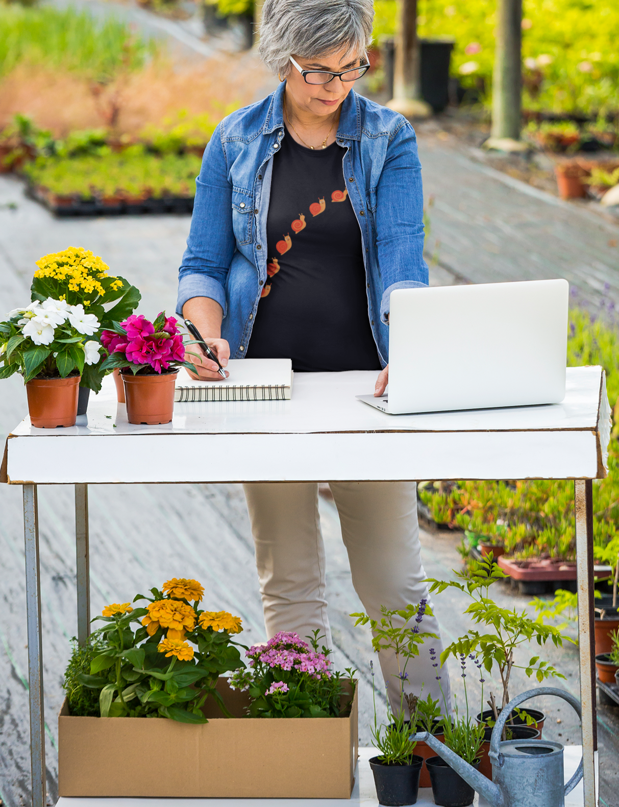 Garden, Bug, Snail Crossing, Bug, Animals, Nature, Plants, Garden- Adult, Regular Fit, Soft Cotton, T-shirt