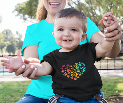 Art, Colorful, Love, Dog Paw- Baby, Infant, Toddler, T-shirt