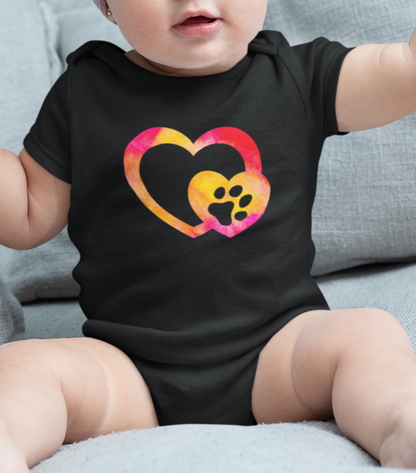 Art, Colorful, Love, Dog Paw- Baby, Infant, Toddler, Soft Cotton, Onesie