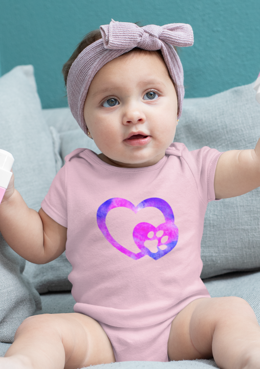 Art, Colorful, Love, Dog Paw- Baby, Infant, Toddler, Soft Cotton, Onesie