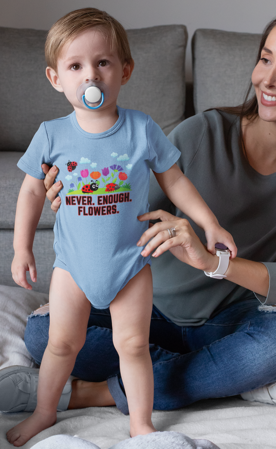 Nature, Plants, Never Enough Flowers Bug, Ladybugs- Baby, Infant, Toddler, Soft Cotton, Onesie