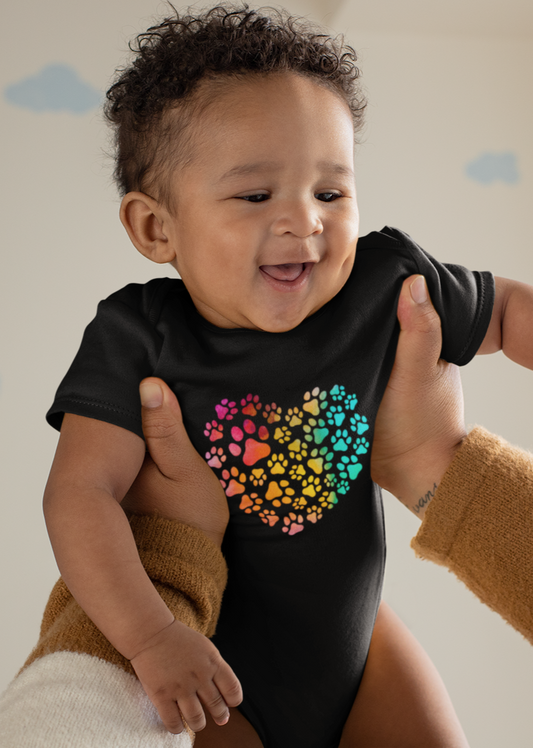 Art, Colorful, Love, Dog Paw- Baby, Infant, Toddler, Soft Cotton, Onesie