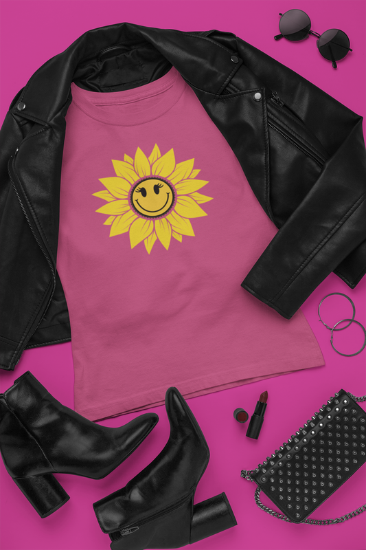 Positive, Sunflower, Nature, Gardens, Flowers, Garden- Adult, Regular Fit, Soft Cotton, T-shirt