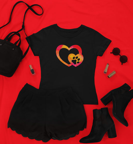Art, Colorful, Love, Dog Paw- Adult, Semi-fitted, T-shirt