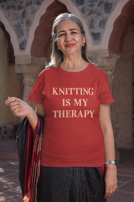 Knitting Is My Therapy- Adult, Regular Fit, Soft Cotton T-shirt