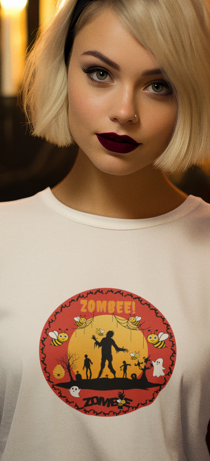 Animals, Bugs, Bee, ZOMBEE, Funny, Holiday, Halloween - Adult, Regular Fit, Soft Cotton, T-shirt