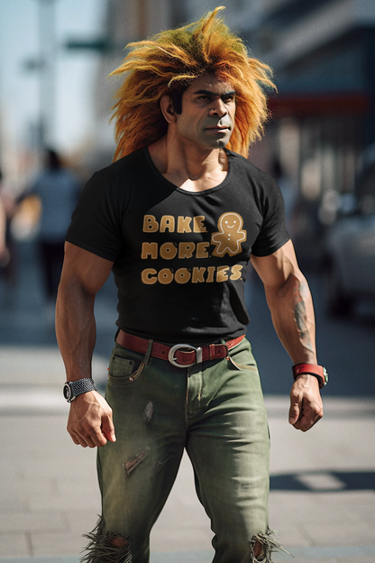 Hobby, Interests, Baking, Bake More Cookies Gingerbread, Things, Food- Adult, Full Size Image, Regular Fit, Soft Cotton, Shirt