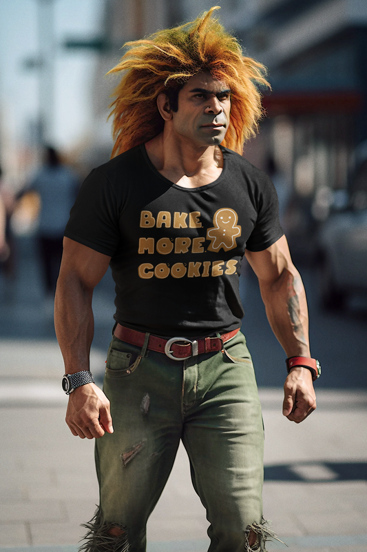 Hobby, Interests, Baking, Bake More Cookies Gingerbread, Things, Food- Adult, Full Size Image, Regular Fit, Soft Cotton, Shirt