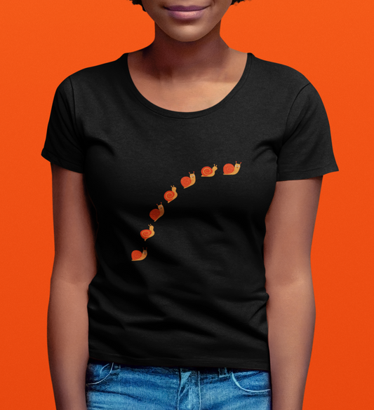 Snail Crossing Bugs, Animals, Nature, Plants, Garden- Adult, Semi-fitted, T-shirt