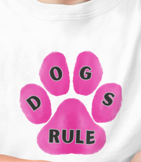Art, Colorful, Dog Paw, Dogs Rule- Kids, Child, Heavy Cotton, T-shirt