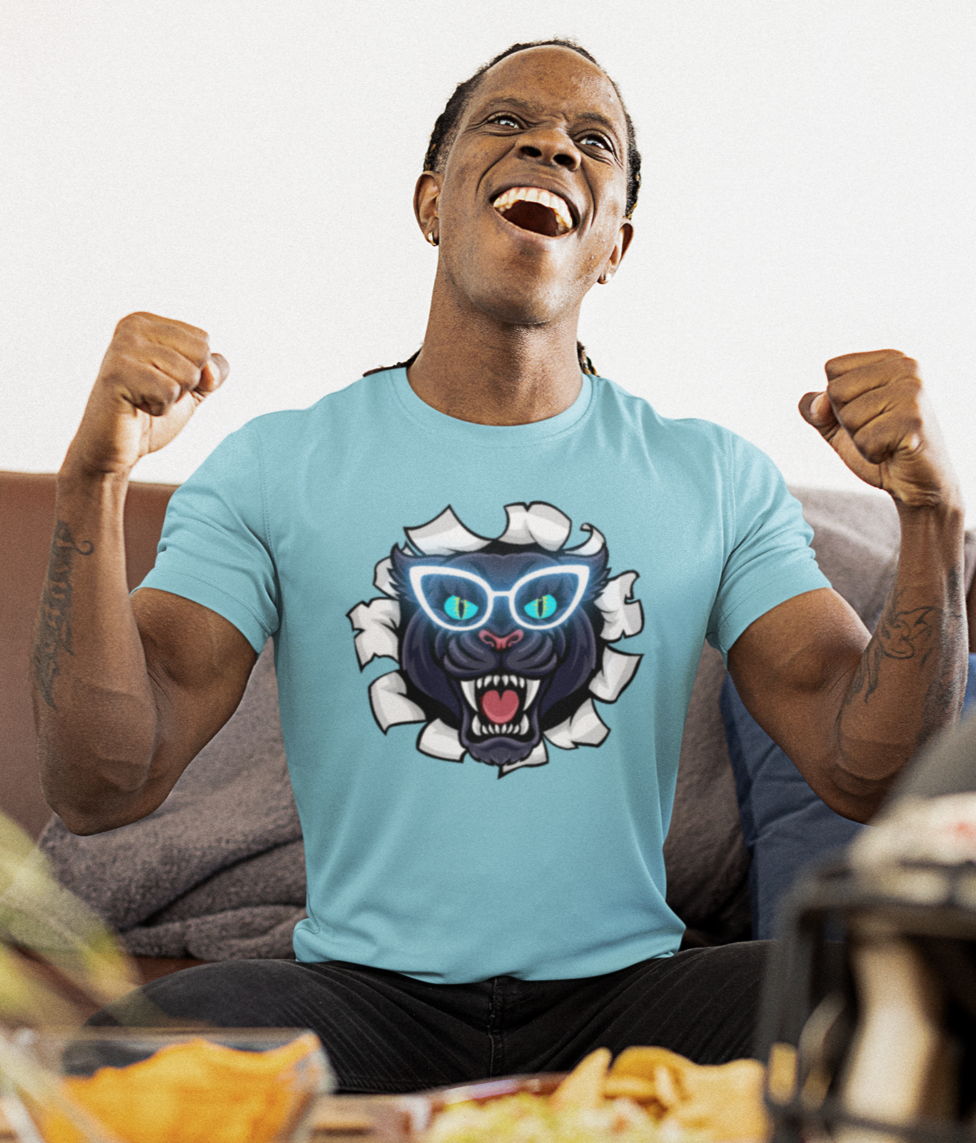 Holidays, Halloween, Animals, Felines, Funny, Sports, Panthers- Adult, Regular Fit, Soft Cotton, T-shirt