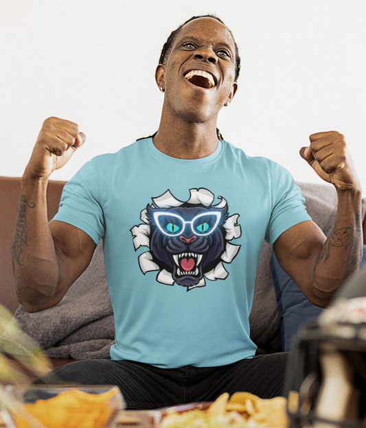 Holidays, Halloween, Animals, Felines, Funny, Sports, Panthers- Adult, Regular Fit, Soft Cotton, T-shirt