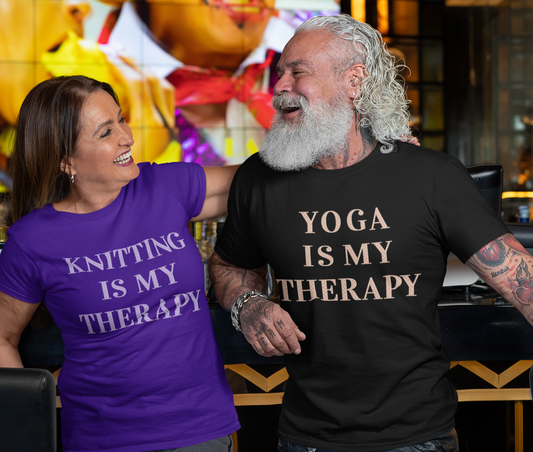 Yoga Is My Therapy- Adult, Regular Fit, Soft Cotton, Full Size Image, T-shirt