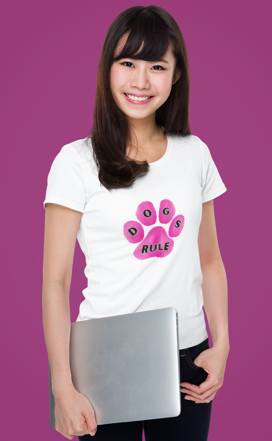 Art, Colorful, Dog Paw, Dogs Rule- Adult, Semi-fitted, T-shirt
