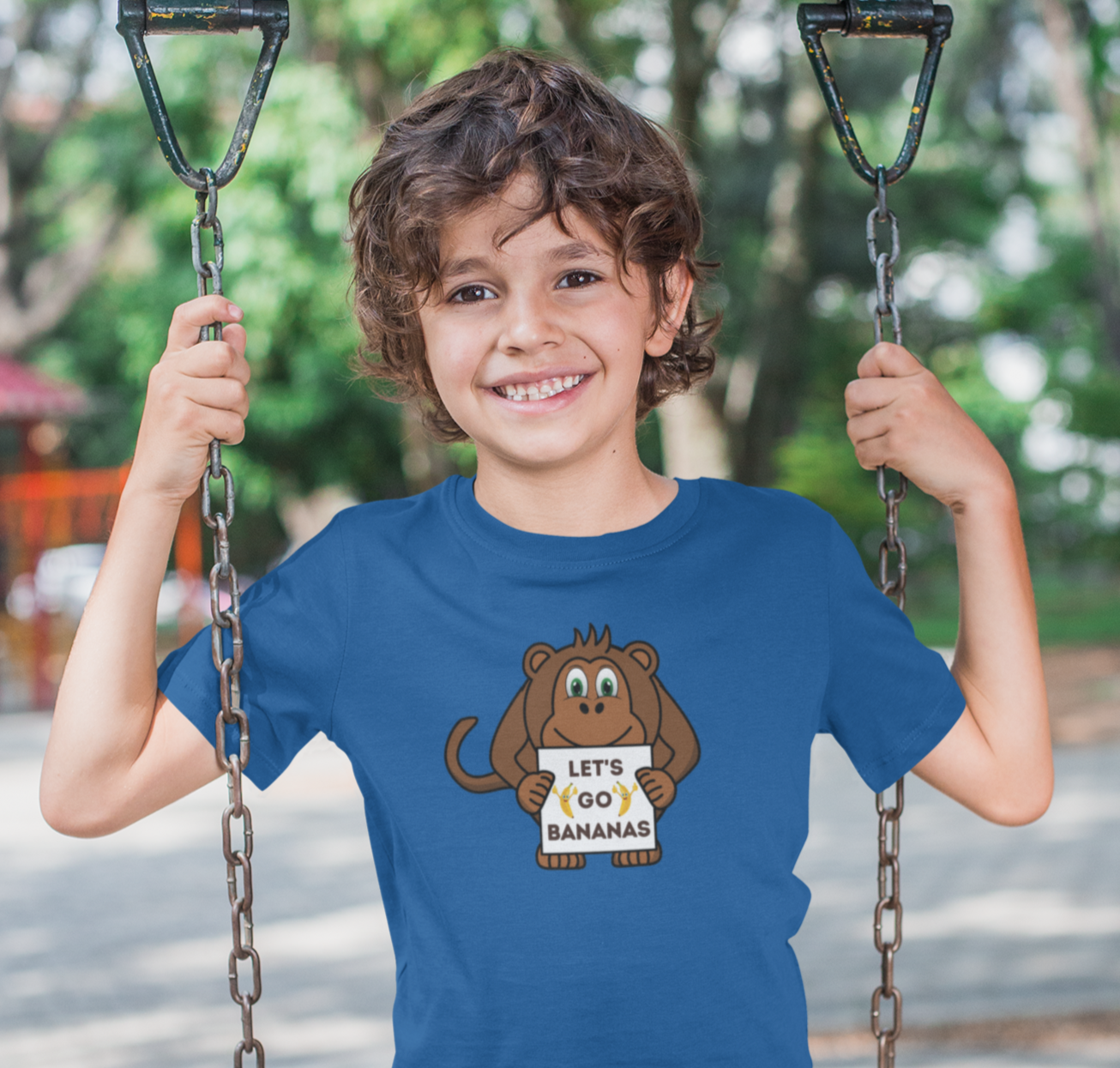Monkey, Let's Go Bananas, Animals- Kids, Child, Heavy Cotton, T-shirt