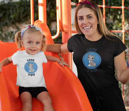 Cat, Love You, Animals- Kids, Heavy Cotton, T-shirt